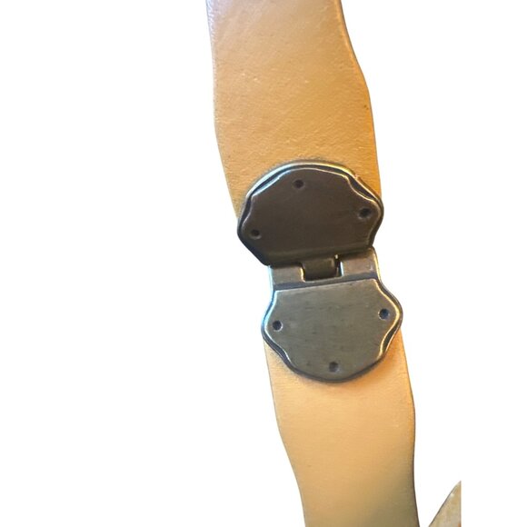 Vintage Style Leather Adjustable Carmel Belt Metal Buckle & Hinged Detail Small - Picture 4 of 6